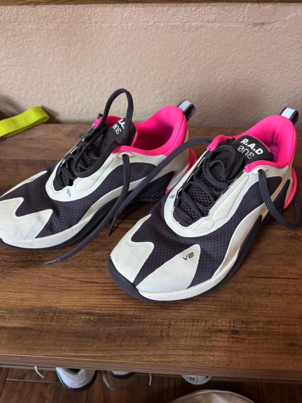 R.A.D. Women's Black & White Athletic Sneakers with Pink Lining